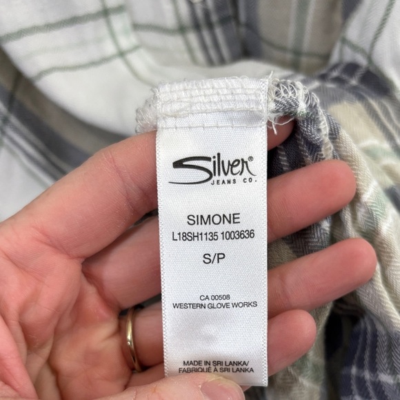 Silver Jeans White and Gray Tie Front Blouse - Picture 4 of 4